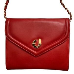 Charles jourdan red flap vintage leather crossbody bag rare